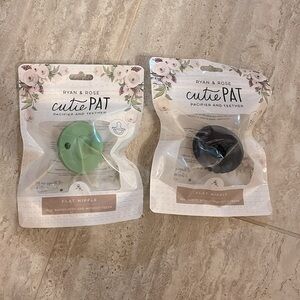 NWT 2x Ryan & Rose cutie Pat pacifiers. Flat nipple